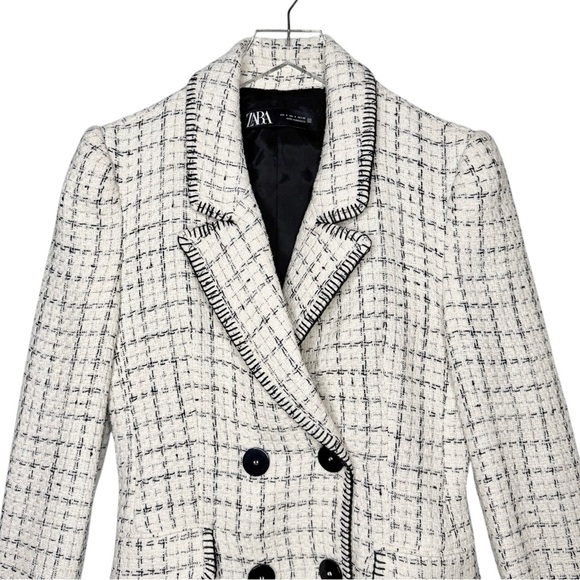 Zara Blogger Favorite Ivory Double Breasted Women’s Lady Blazer Sz S - Picture 4 of 13